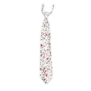 Boys' Pre-Tied Necktie - White & Pink Floral