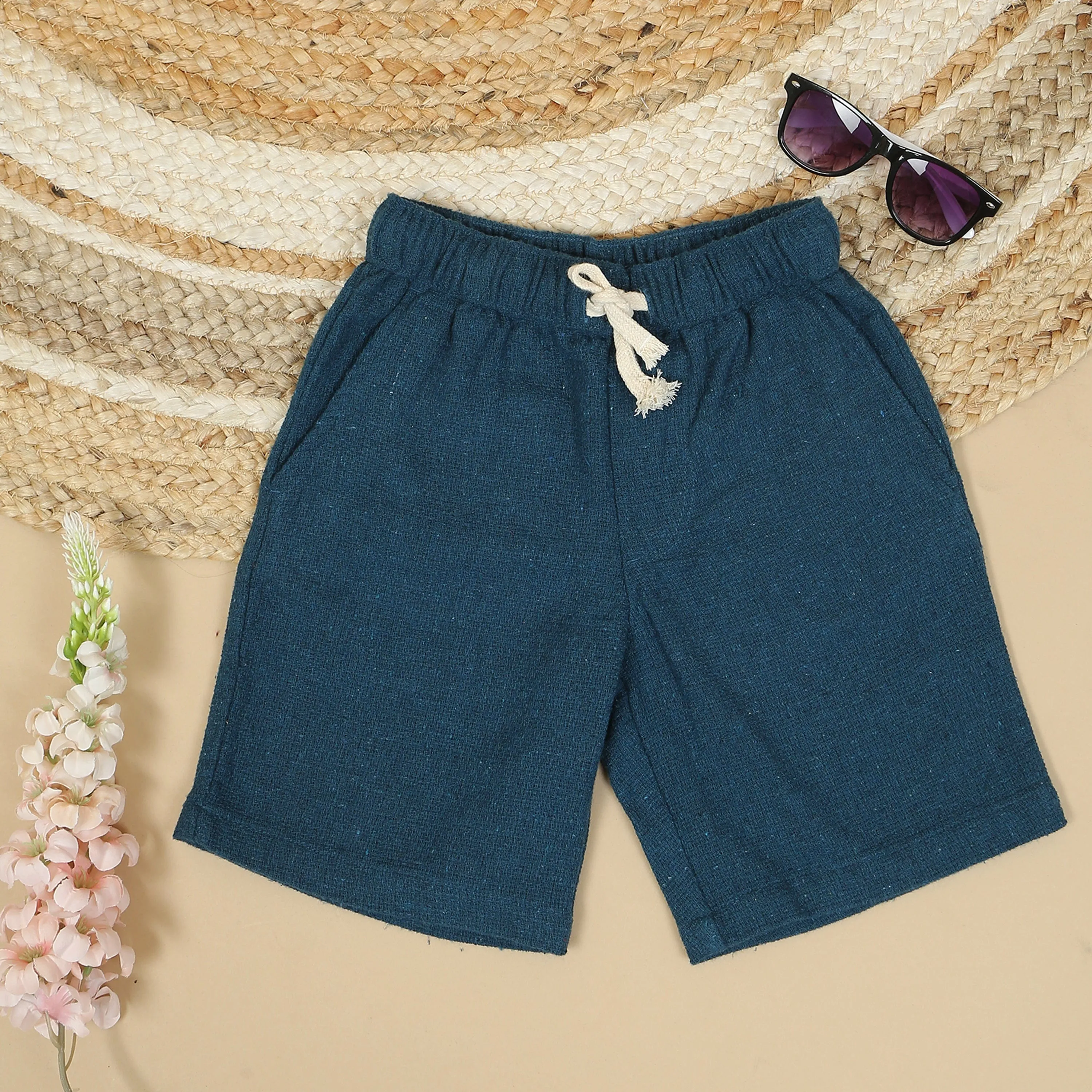 Boys Textured Short Cerulean Blue