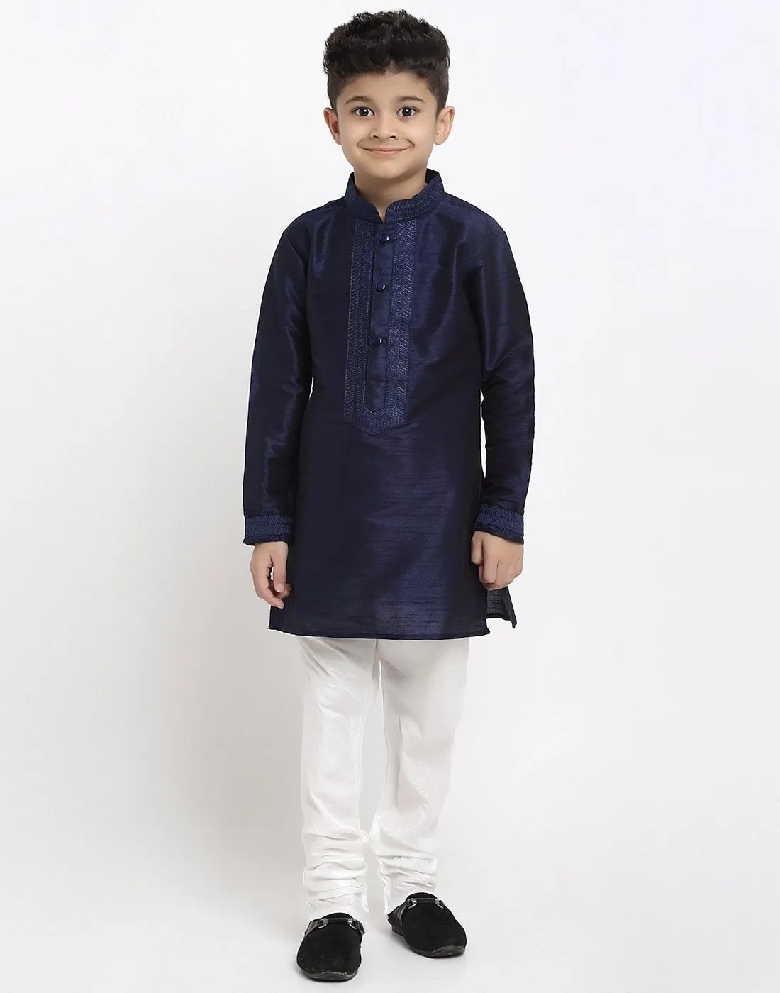 Brocade Kurta Pajama Set For Boys/Kids By Treemoda|Navy Blue| Kurta Pajama Set