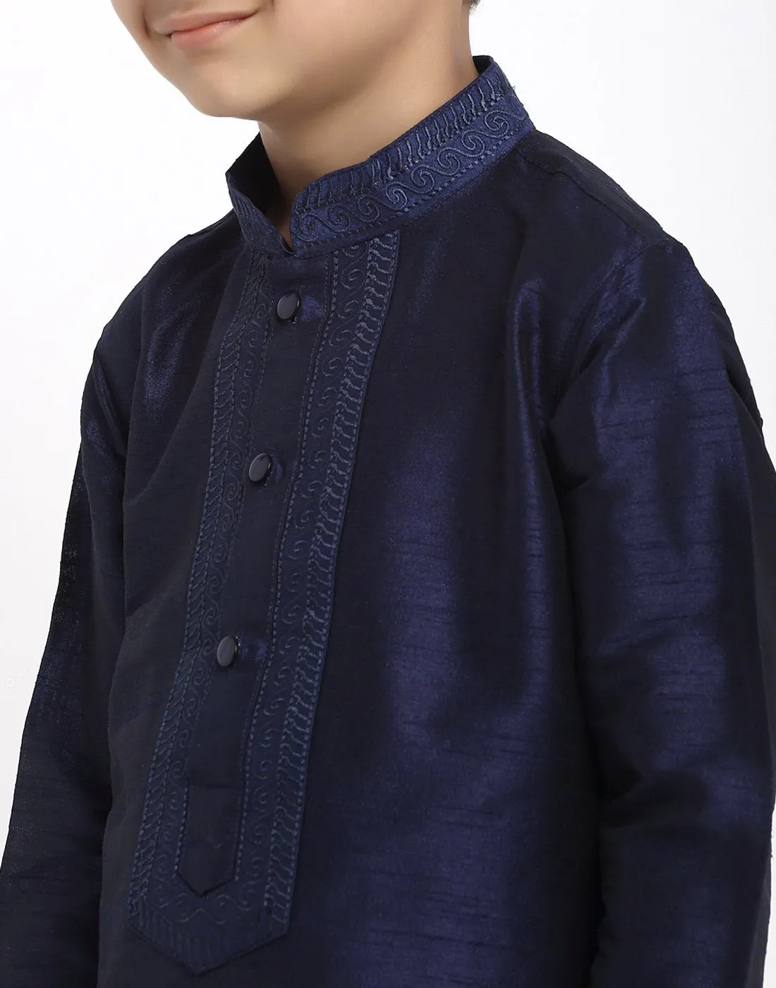 Brocade Kurta Pajama Set For Boys/Kids By Treemoda|Navy Blue| Kurta Pajama Set