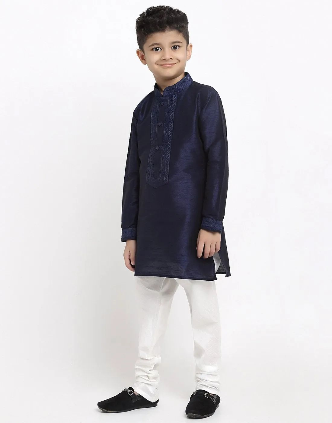 Brocade Kurta Pajama Set For Boys/Kids By Treemoda|Navy Blue| Kurta Pajama Set