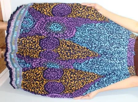 Broomstick Skirt ! Ethnic Print Crinkle Rayon ! One Size, Fits Most ! Peasant Boho !!