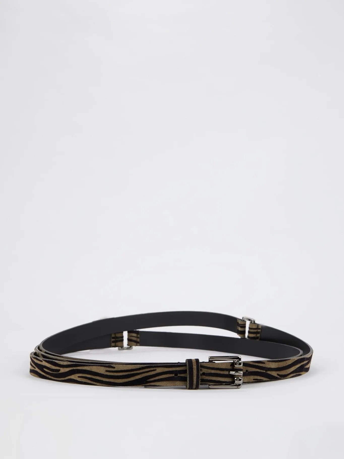 Brown Animal Print Suede Belt