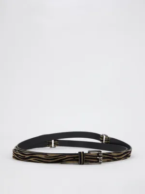 Brown Animal Print Suede Belt