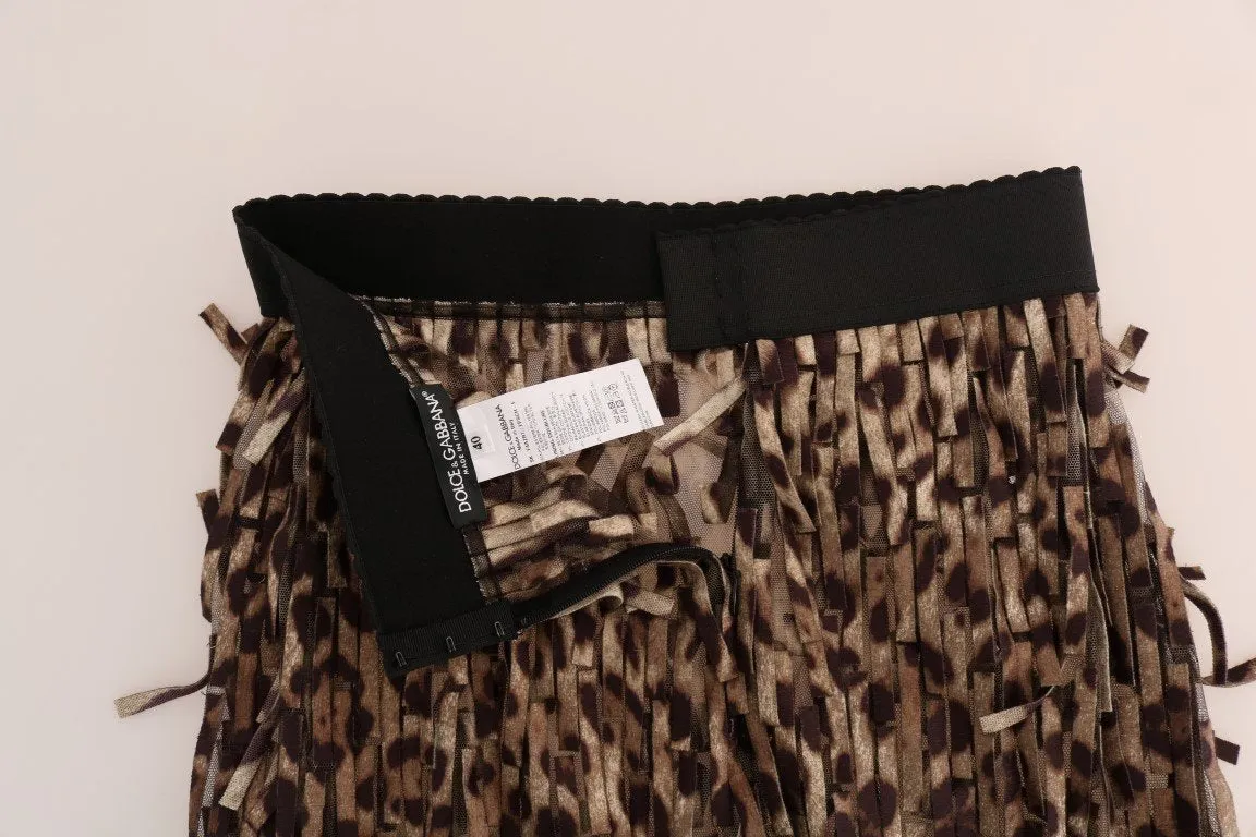 Brown Leopard Print Straigh Pencil Skirt