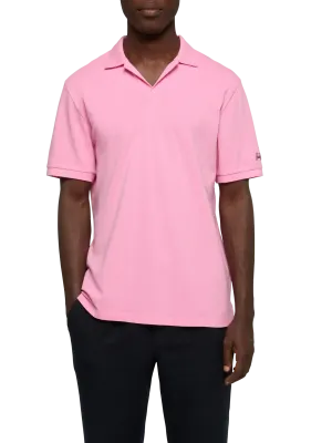 Bubble pink cotton piquet buttonless polo shirt Charles