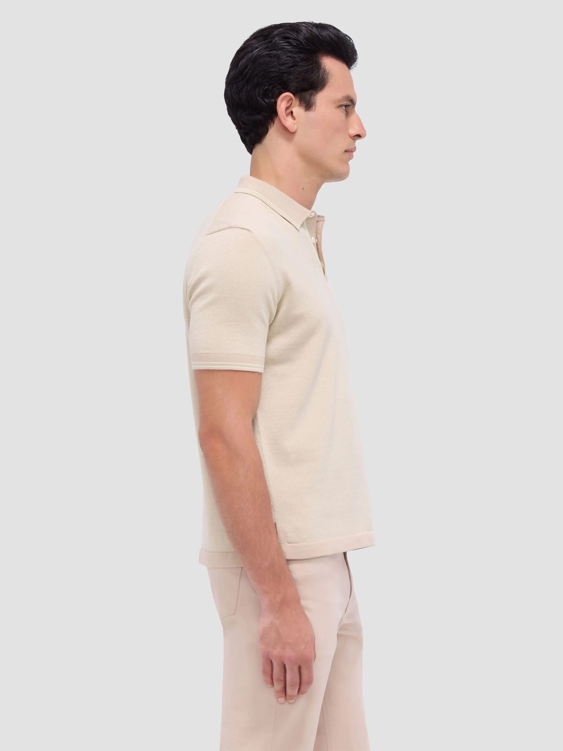 Bugatchi Contrast Three Button Polo - Desert