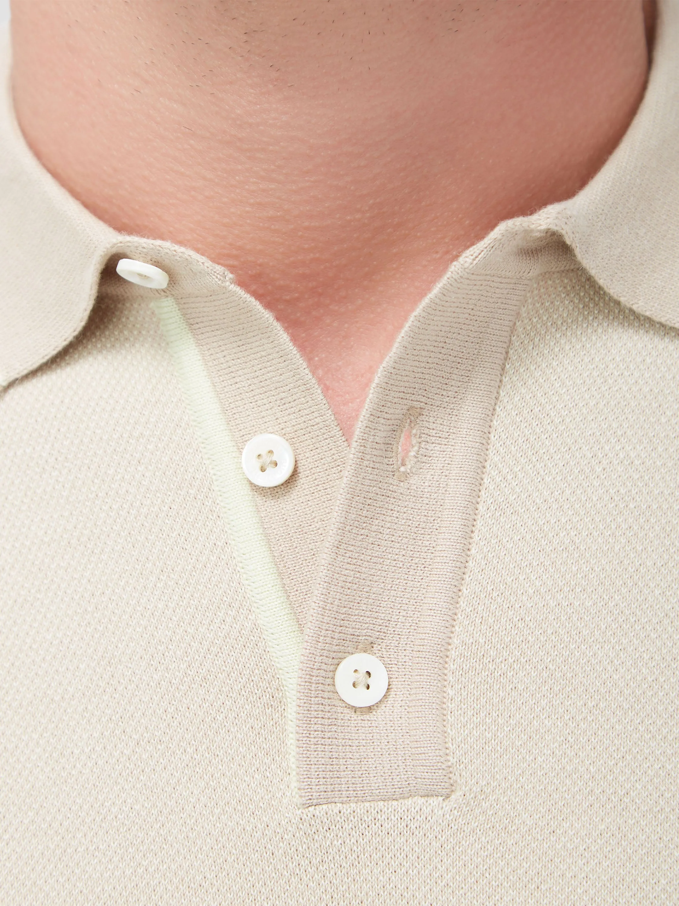 Bugatchi Contrast Three Button Polo - Desert