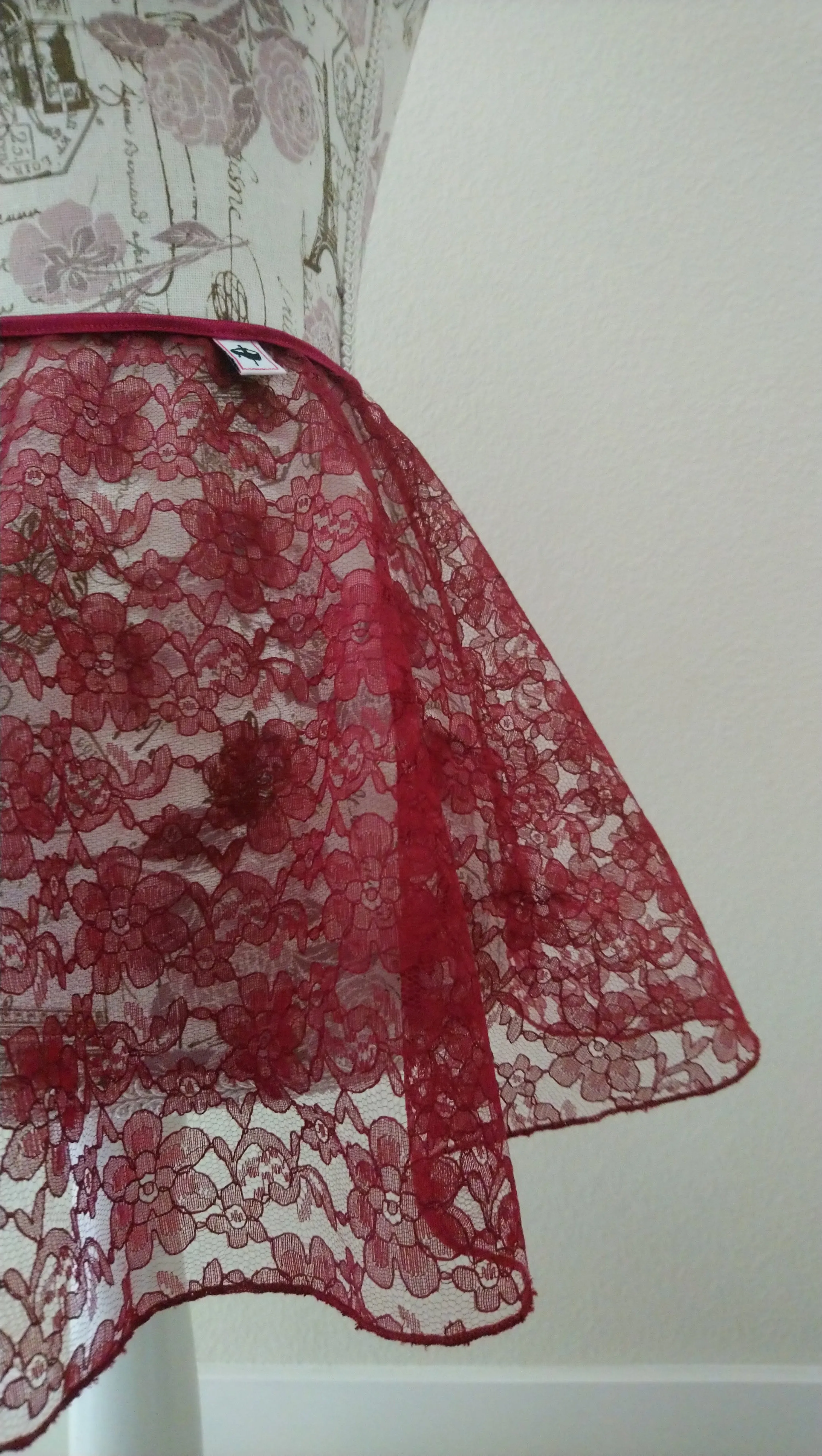 Burgundy lace flowy pull-on skirt