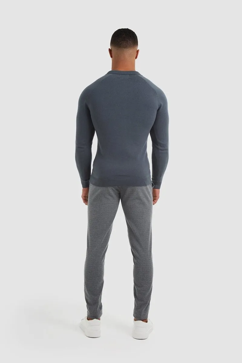 Buttonless Open Collar Polo in Petrol