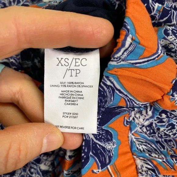 Cabi Style #5250 Calypso Skirt Maxi XS Floral Orange Blue
