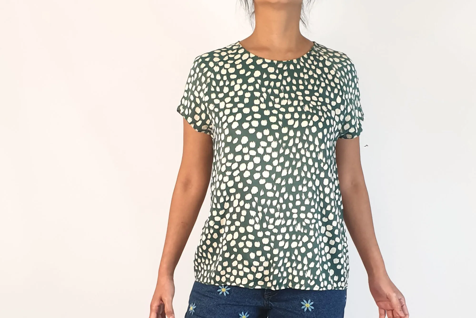 Cable Melbourne green print top size S