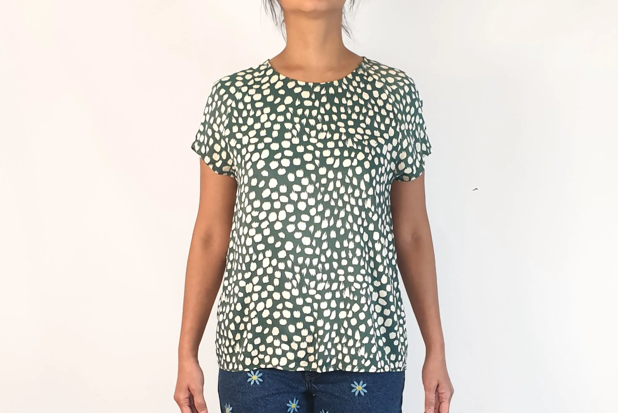 Cable Melbourne green print top size S