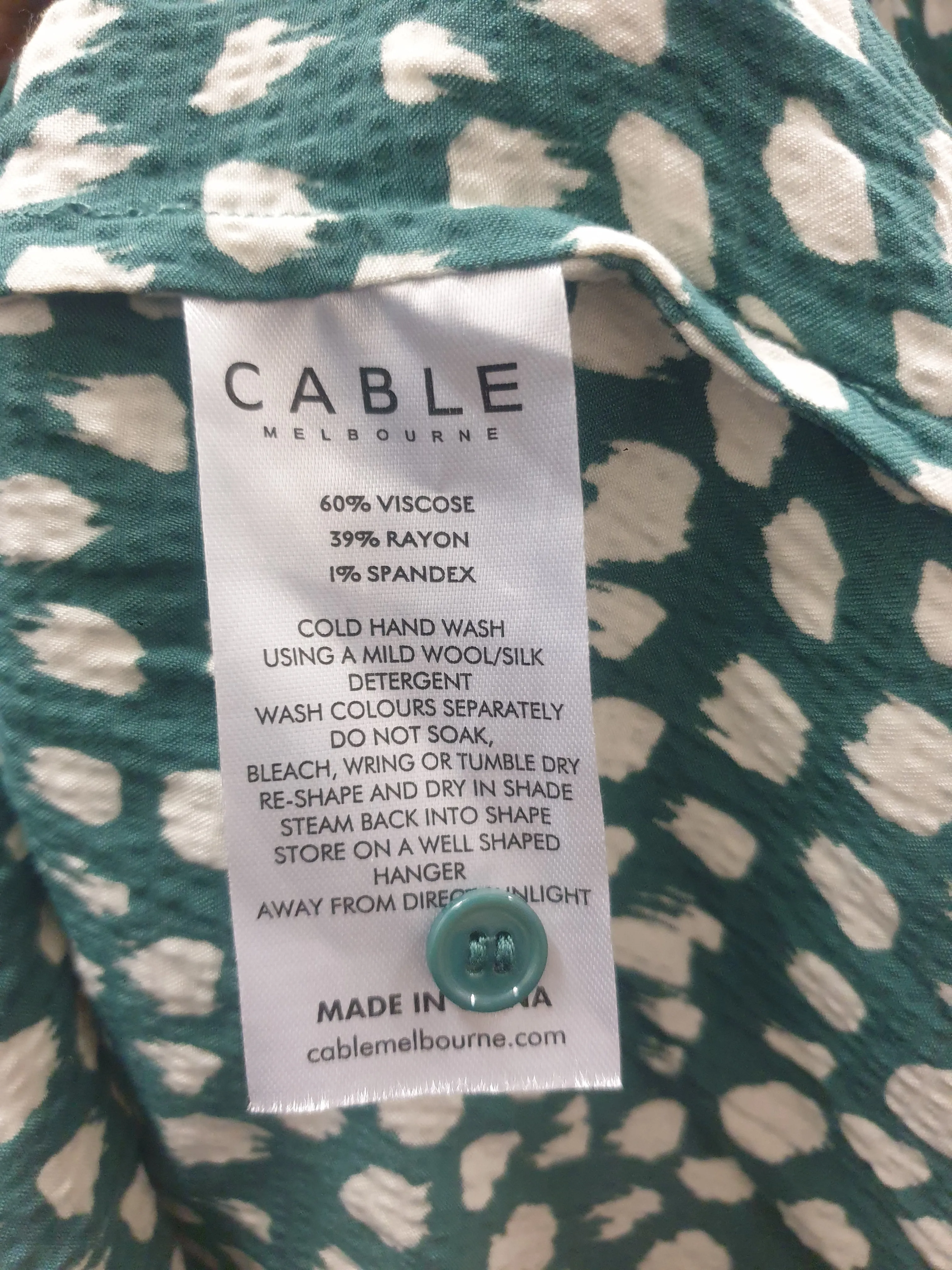 Cable Melbourne green print top size S
