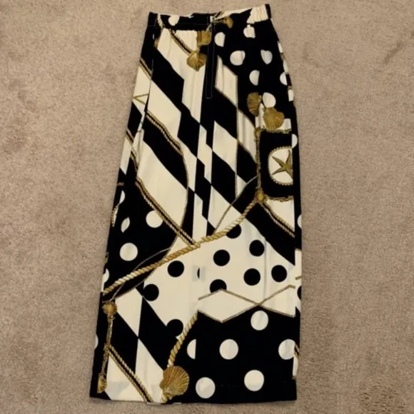 Cache. Size 2P. Maxi Lined High Slit Pencil Skirt. Zip. Elastic Back. LC