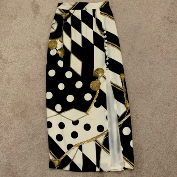Cache. Size 2P. Maxi Lined High Slit Pencil Skirt. Zip. Elastic Back. LC