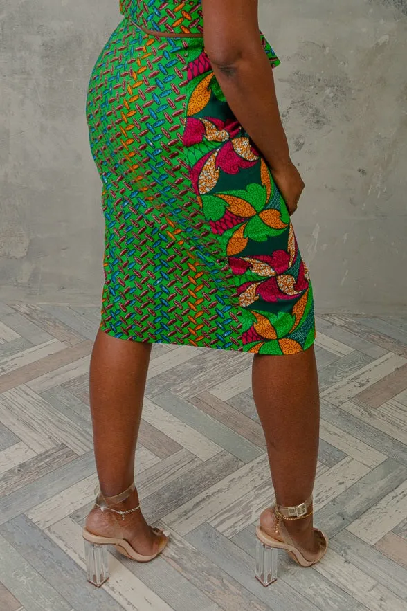 Candice African print high waisted skirt