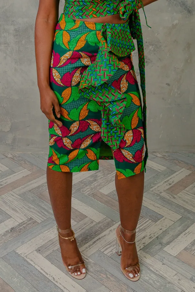 Candice African print high waisted skirt