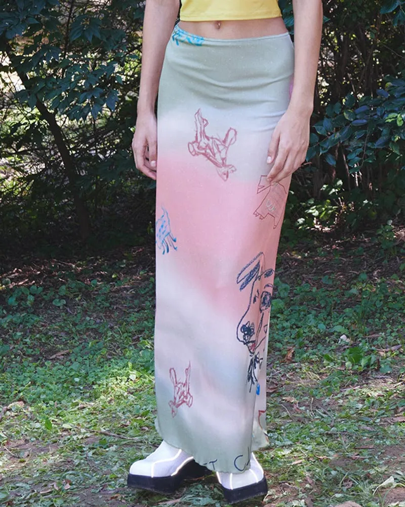 Canine Doodle Gradient Skirt
