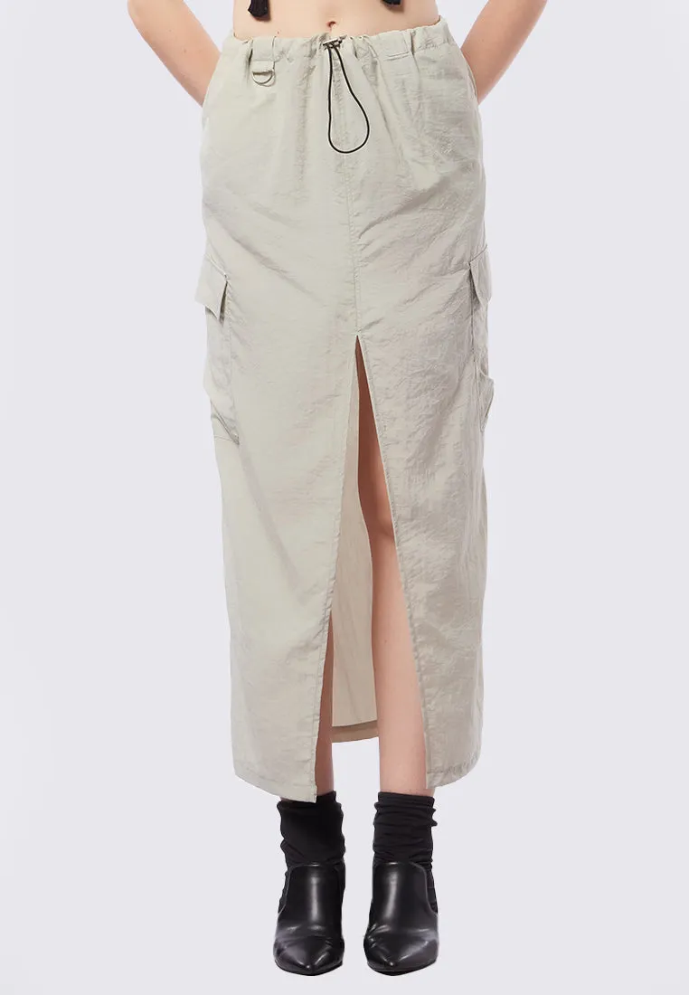 Cargo Maxi Skirt with Front Slit