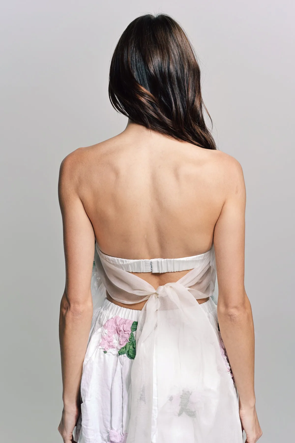 CAROLINE HU | FLORAL SMOCK BRA TOP
