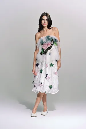 CAROLINE HU | FLORAL SMOCK BRA TOP