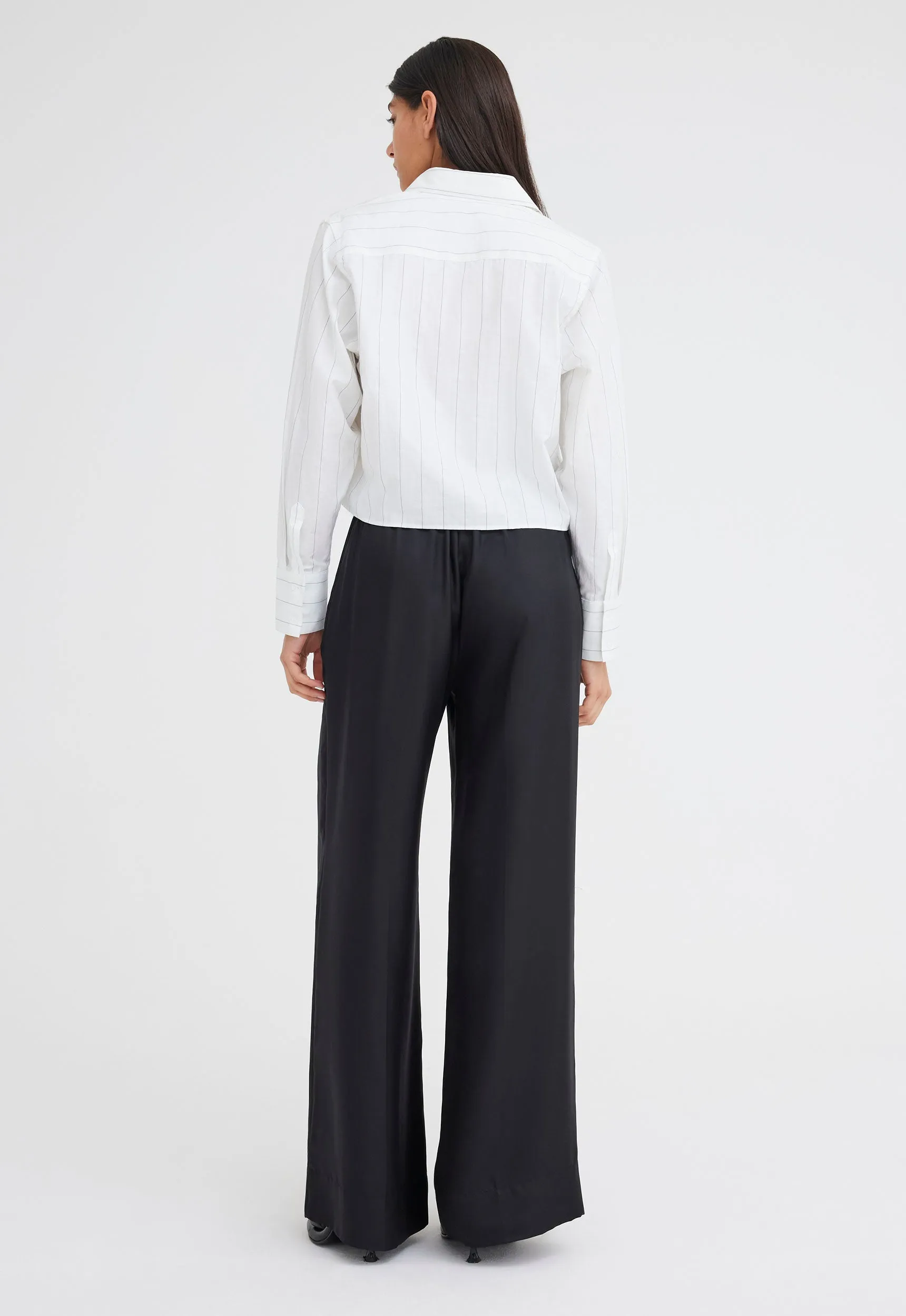 Cart Cotton Shirt - White/Navy Stripe