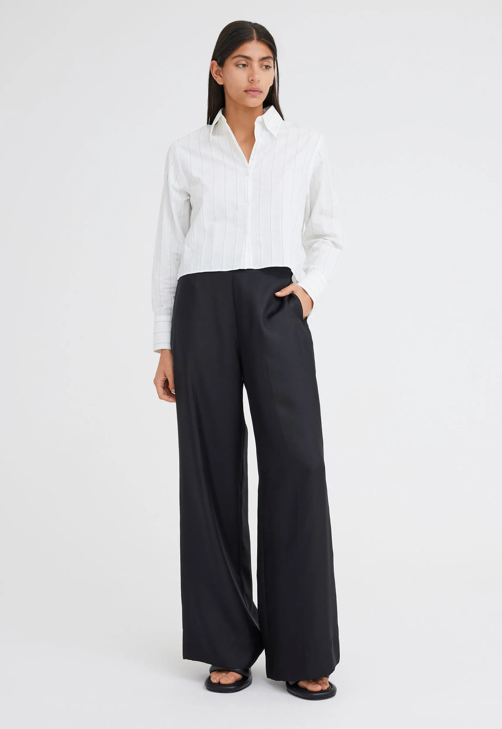 Cart Cotton Shirt - White/Navy Stripe