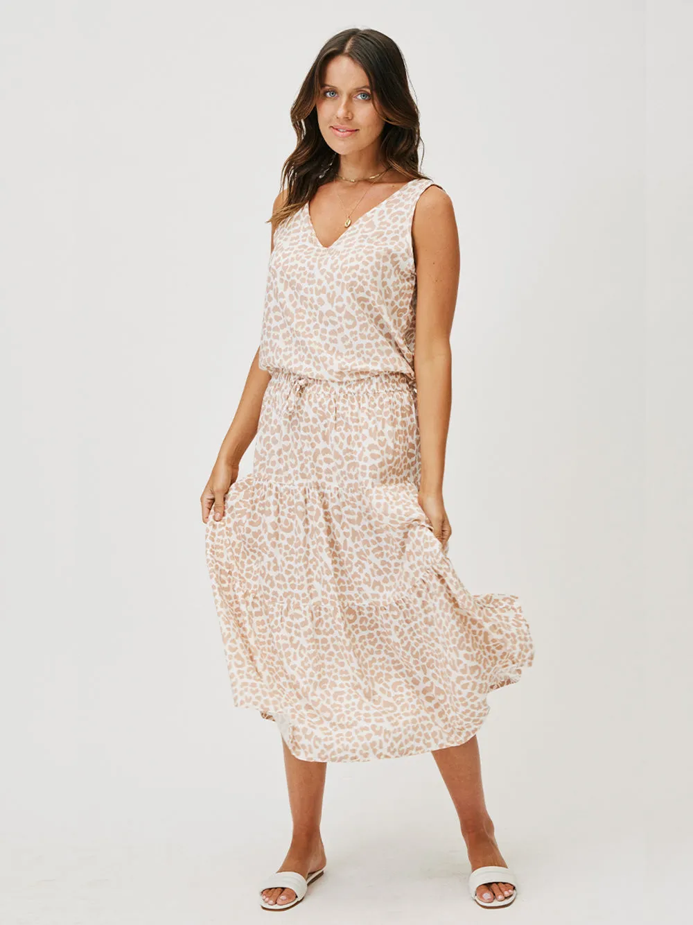 CARTEL & WILLOW Ruby Midi Skirt - NUDE LEOPARD
