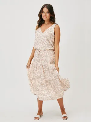 CARTEL & WILLOW Ruby Midi Skirt - NUDE LEOPARD