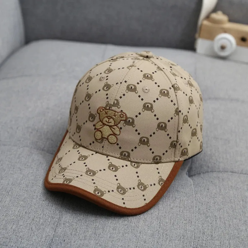 Casquette fashion 2025 / Fashion Bear Baby Hat Cotton Cartoon Kids Baseball Cap Infant Toddler Adjustable Snapback Hat бейсболка детская,кепка детская