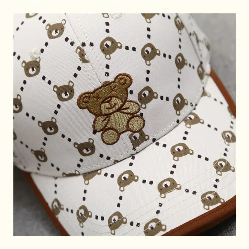 Casquette fashion 2025 / Fashion Bear Baby Hat Cotton Cartoon Kids Baseball Cap Infant Toddler Adjustable Snapback Hat бейсболка детская,кепка детская