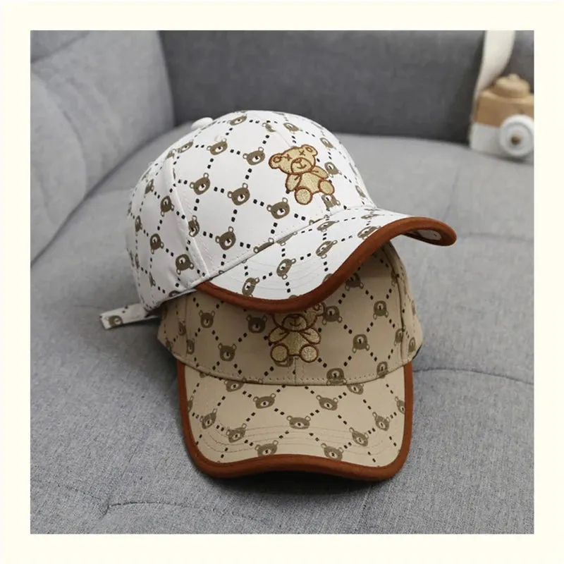 Casquette fashion 2025 / Fashion Bear Baby Hat Cotton Cartoon Kids Baseball Cap Infant Toddler Adjustable Snapback Hat бейсболка детская,кепка детская
