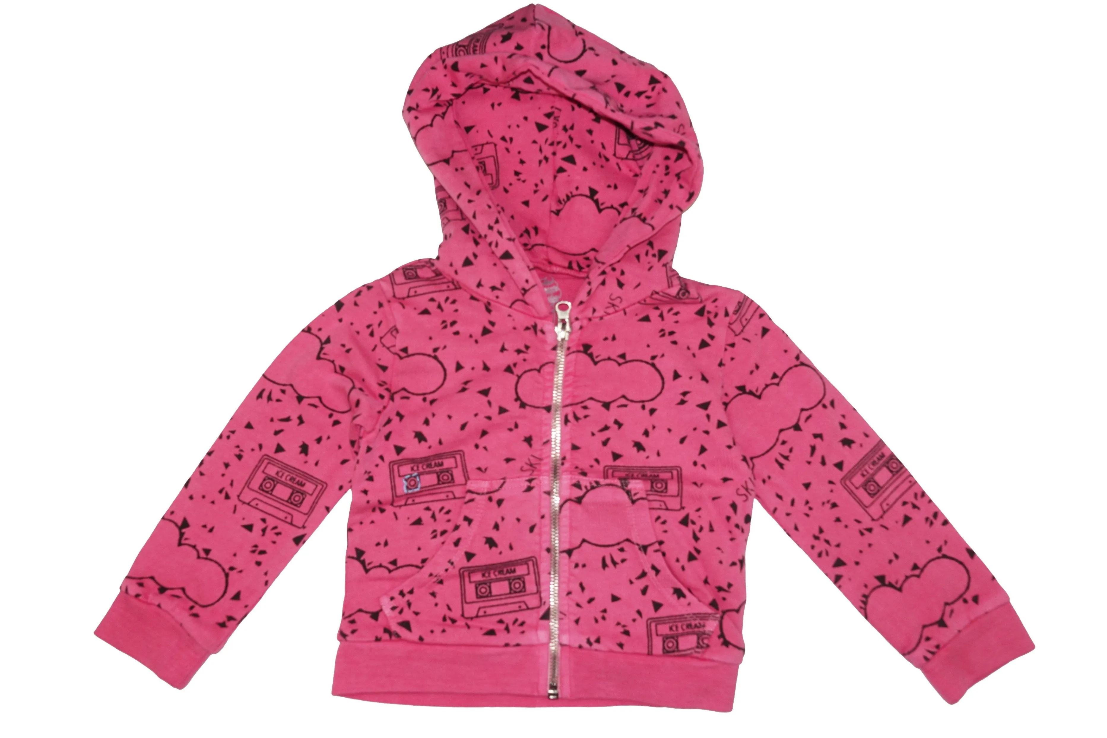 Cassette Print Hoodie- Pink