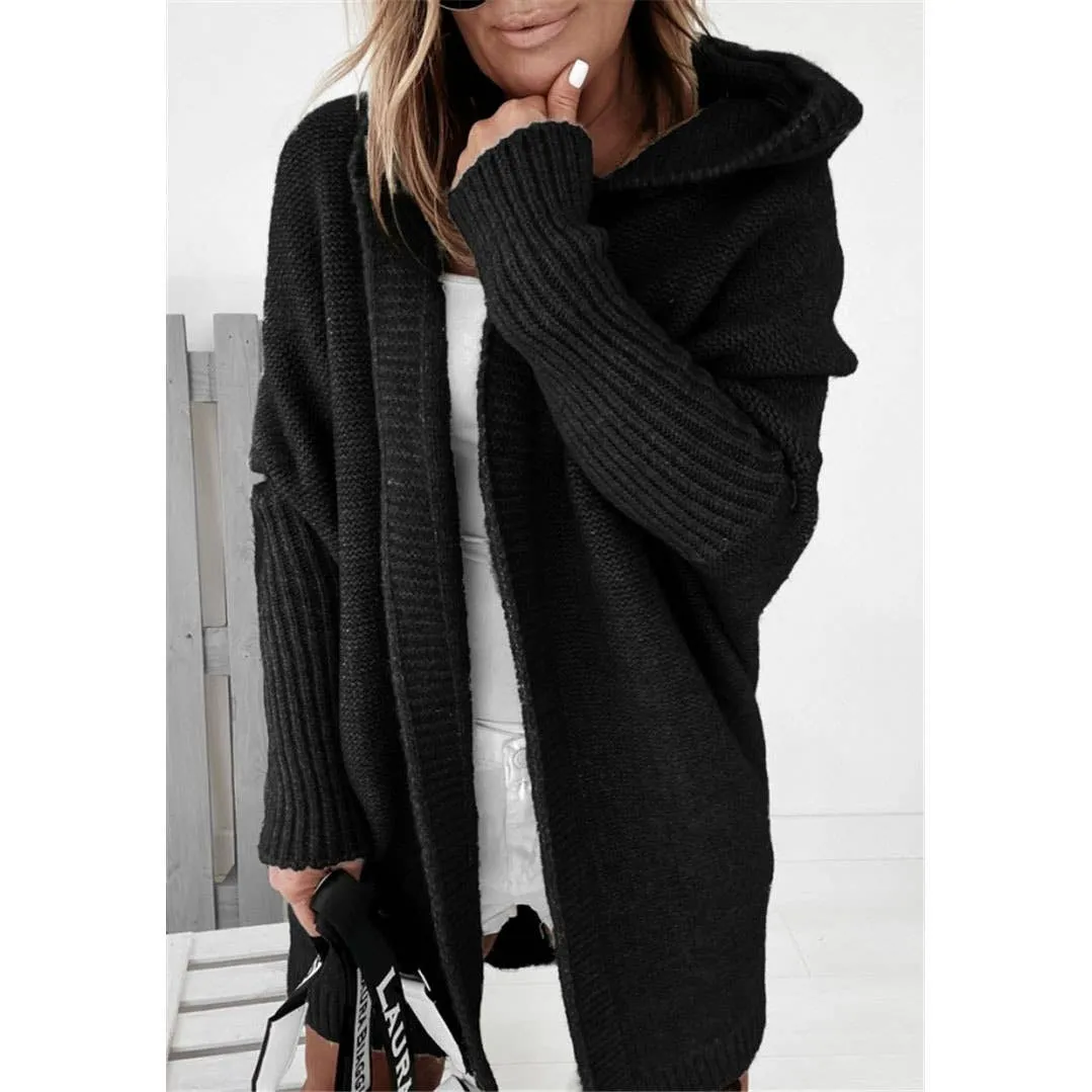 Casual Hooded Pockets Knitted Cardigan
