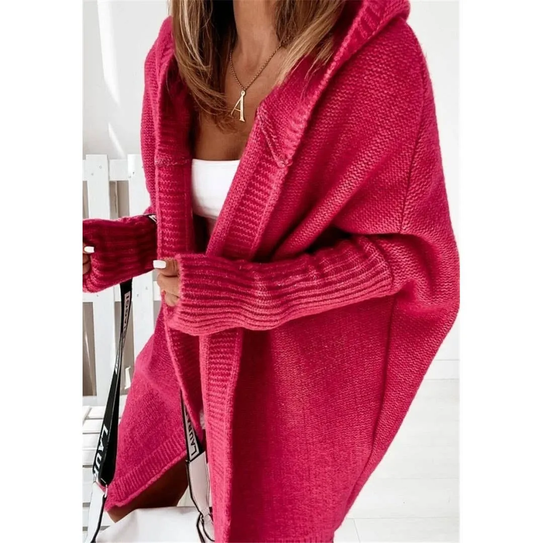 Casual Hooded Pockets Knitted Cardigan