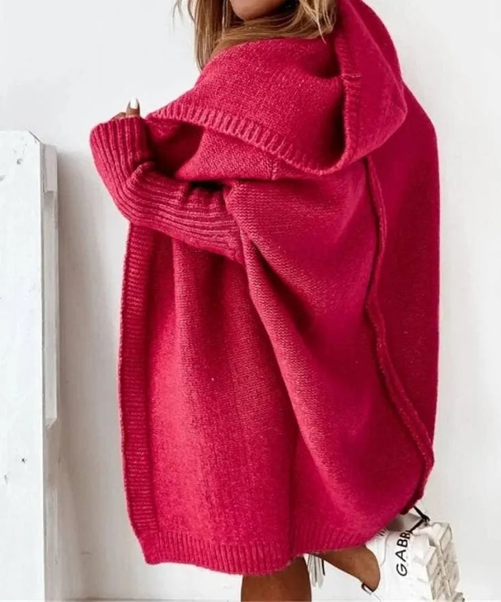 Casual Hooded Pockets Knitted Cardigan