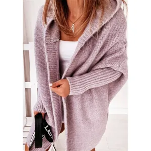 Casual Hooded Pockets Knitted Cardigan