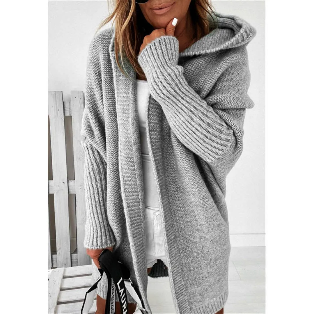 Casual Hooded Pockets Knitted Cardigan