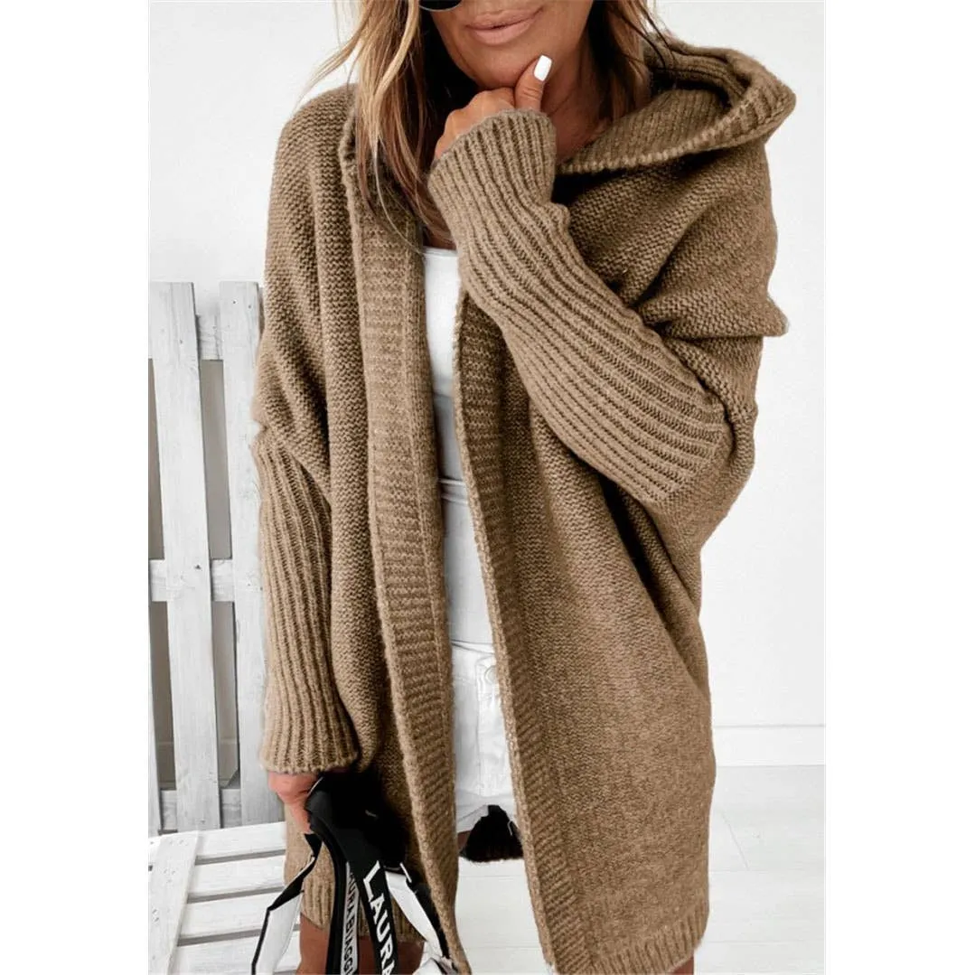 Casual Hooded Pockets Knitted Cardigan