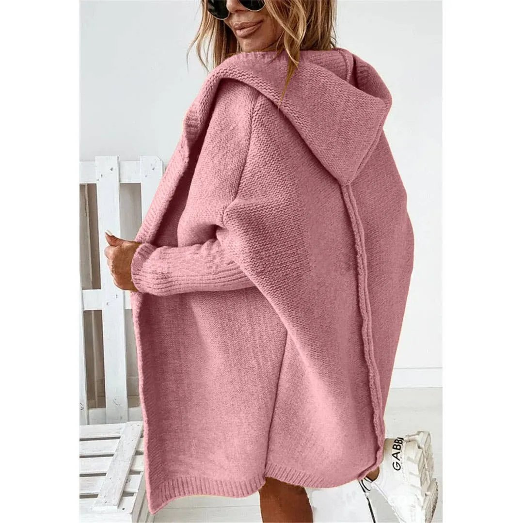 Casual Hooded Pockets Knitted Cardigan
