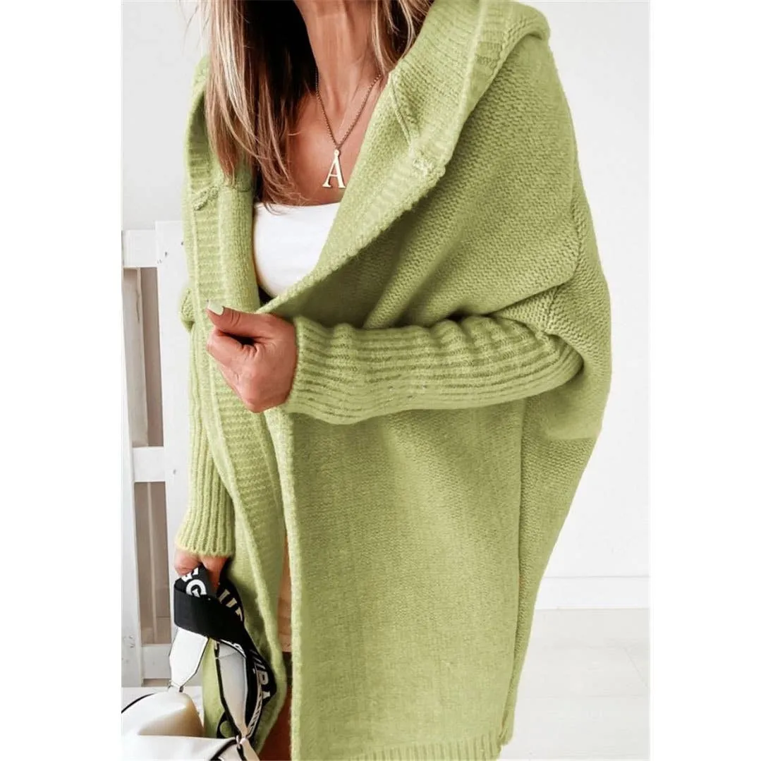 Casual Hooded Pockets Knitted Cardigan
