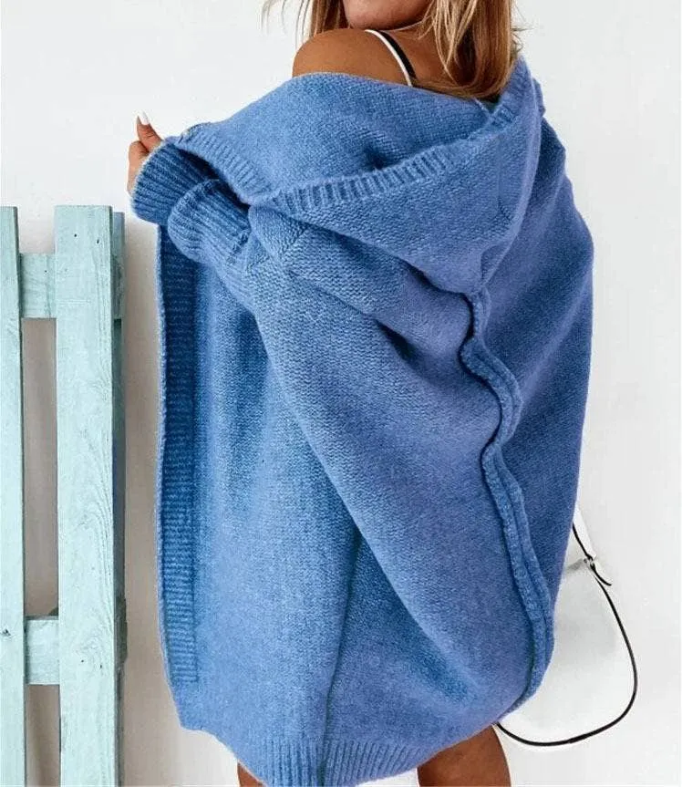 Casual Hooded Pockets Knitted Cardigan