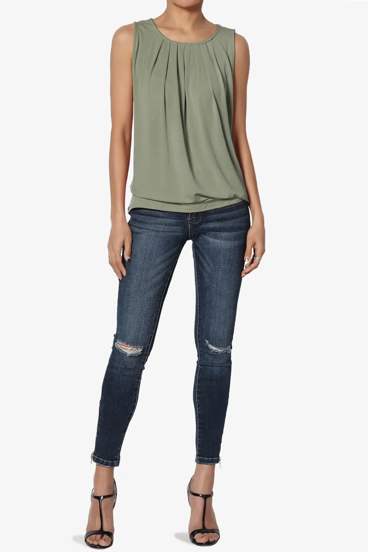 Chaffee Pleat Neck Tank Top