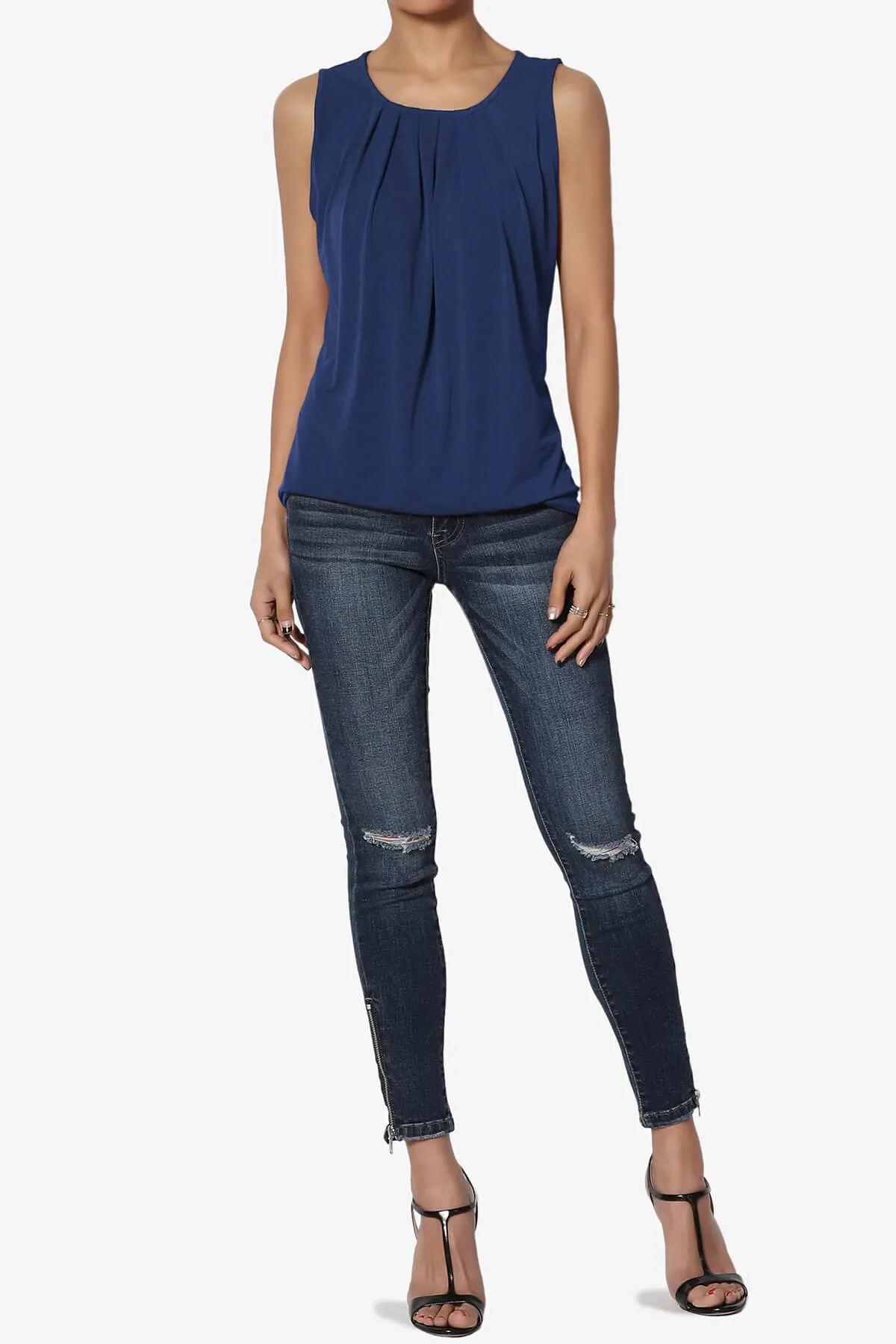 Chaffee Pleat Neck Tank Top