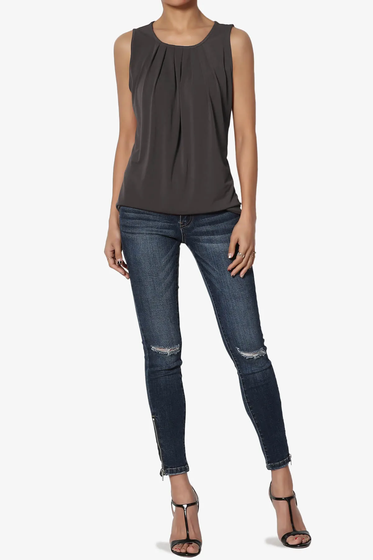 Chaffee Pleat Neck Tank Top