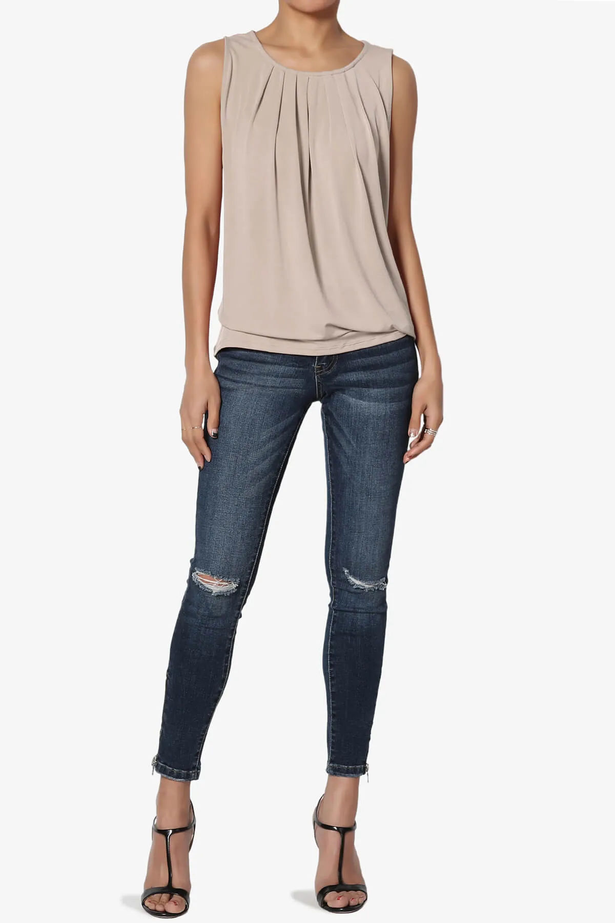 Chaffee Pleat Neck Tank Top