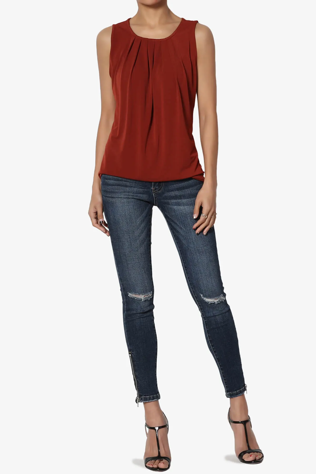 Chaffee Pleat Neck Tank Top