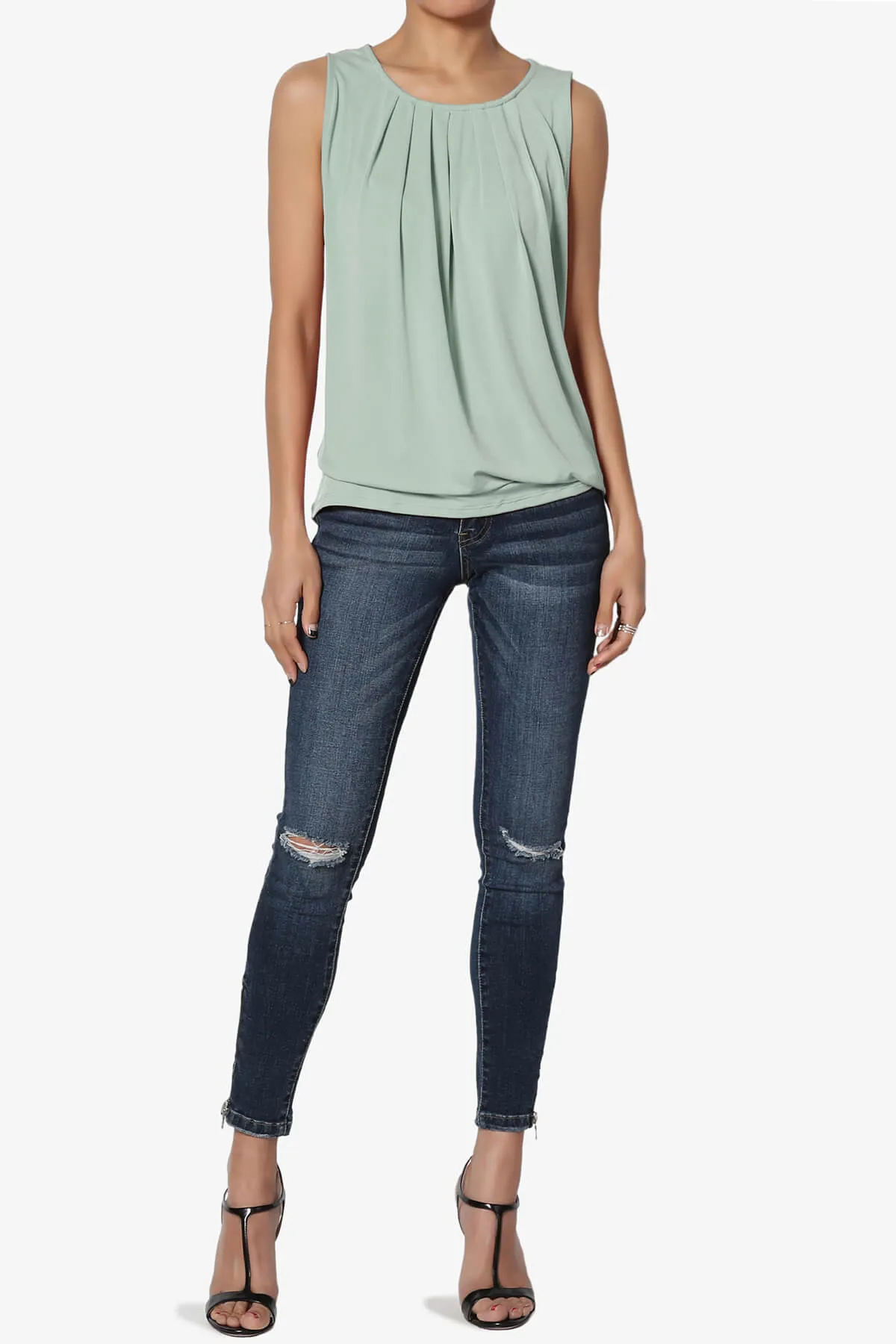 Chaffee Pleat Neck Tank Top