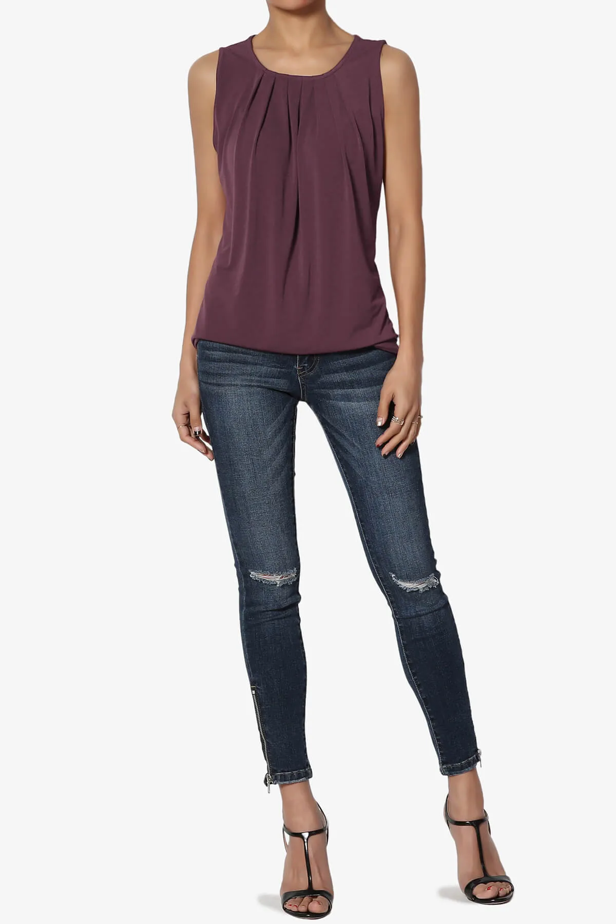 Chaffee Pleat Neck Tank Top